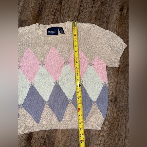 VTG Liz Claiborne Sport Argyle Short Sleeve Sweater - Picture 5 of 6
